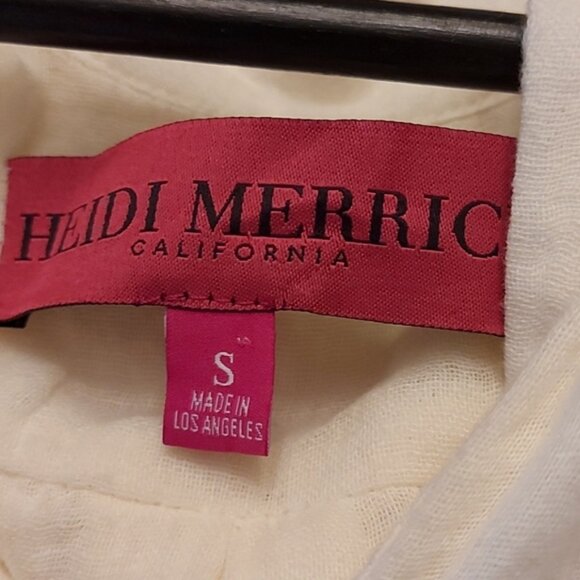 Heidi Merrick Cotton long sleeve button front tiered dress Cream Size Small - Picture 5 of 7